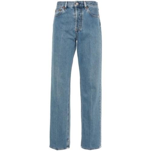 Indigo Blauwe Denim Jeans Gucci , Blue , Dames