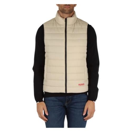 Gewatteerde Mouwloze Logo Vest Hugo Boss , Beige , Heren