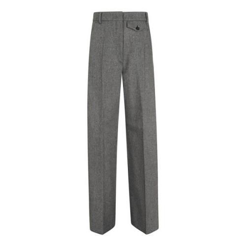 Zwarte Wollen Blend Broek Aw24 Max Mara , Gray , Dames