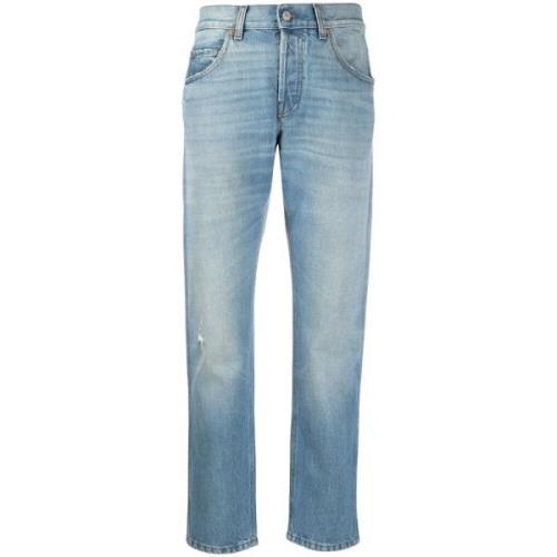 Blauwe Eco-Gebleekte Tapered Jeans Gucci , Blue , Heren