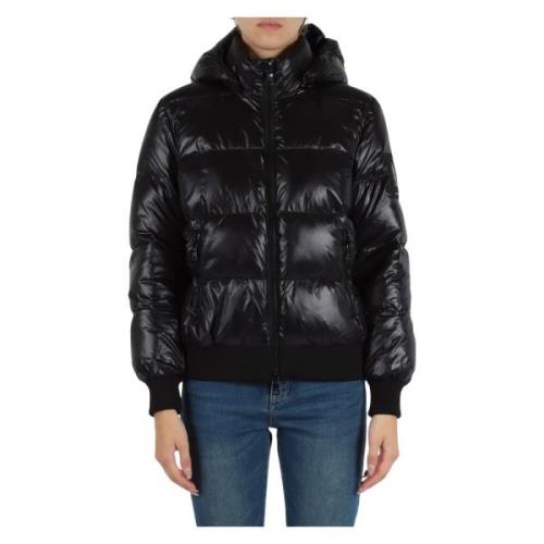 Korte gewatteerde jas met logopatch Armani Exchange , Black , Dames