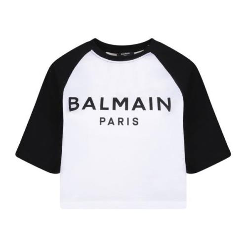 Witte T-shirt Damesmode Balmain , White , Dames