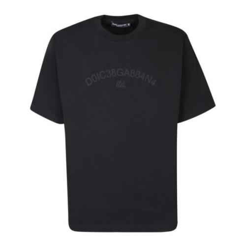 Zwart Ronde hals T-shirt Stijlvol Logo Print Dolce & Gabbana , Black ,...