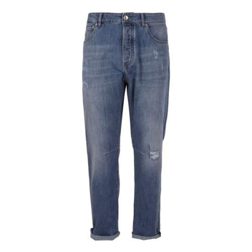 Lichtgewassen Denim Jeans Brunello Cucinelli , Blue , Heren