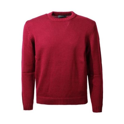 Rode Wol Crew-Neck Sweater Zanone , Red , Heren