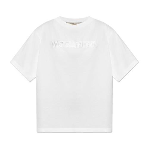 T-shirt met logo Woolrich , White , Dames