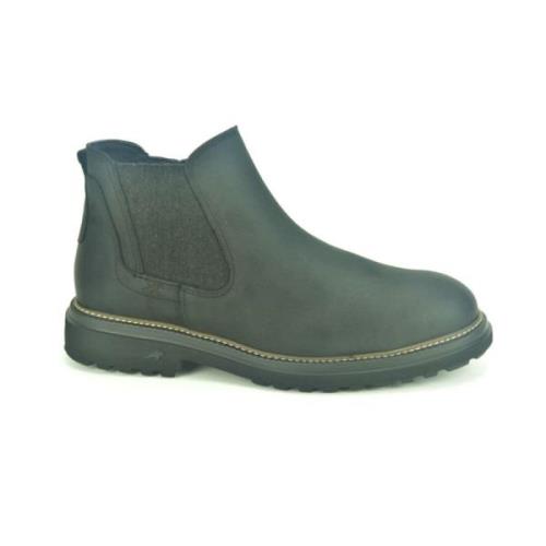 Chelsea Boot Zwart Leer Fluchos , Black , Heren