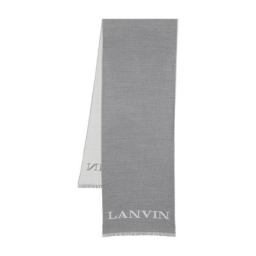 Gebreide Wraparound Sjaal met Logo Motif Lanvin , Gray , Dames