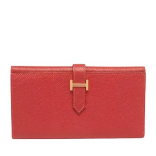 Pre-owned Leather wallets Hermès Vintage , Red , Dames