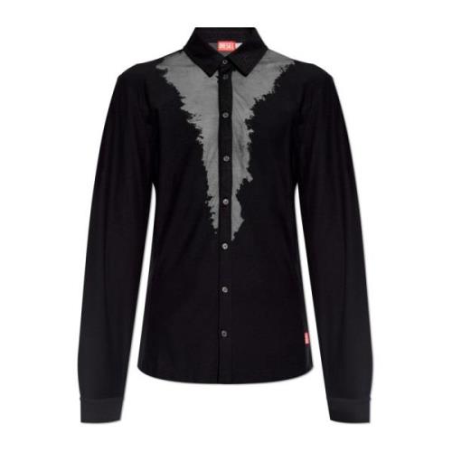 Shirt met logo S-Sun-Plain Diesel , Black , Heren