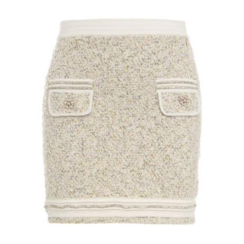 Glitter Mini Rok met Zakken Blugirl , Beige , Dames