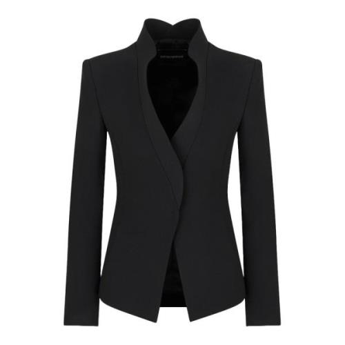 Zwarte Cady Crepe Blazer Emporio Armani , Black , Dames