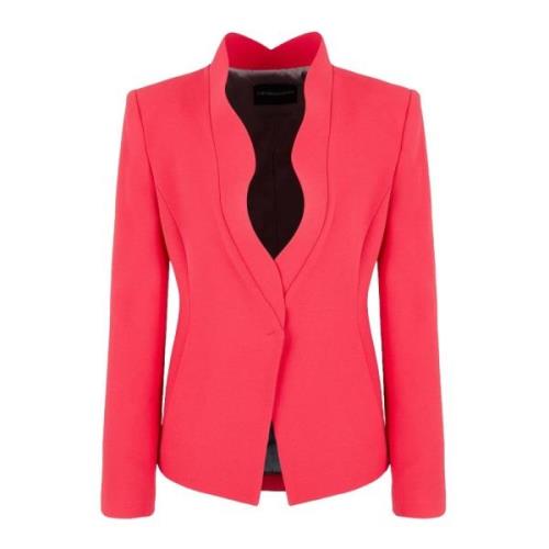 Cady Crepe Blazer met Gevormde Revers Emporio Armani , Red , Dames