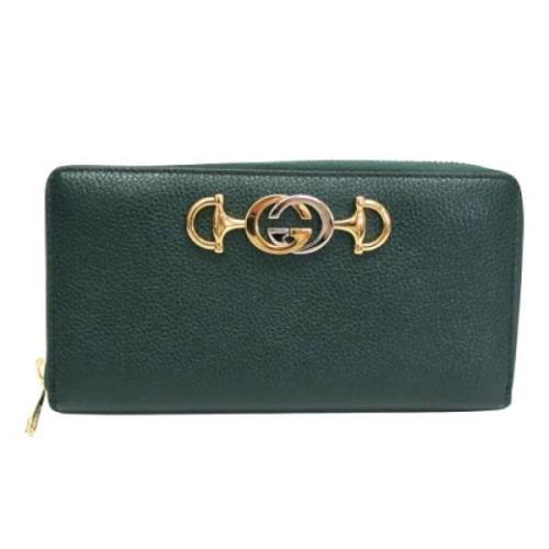 Pre-owned Leather wallets Gucci Vintage , Green , Dames