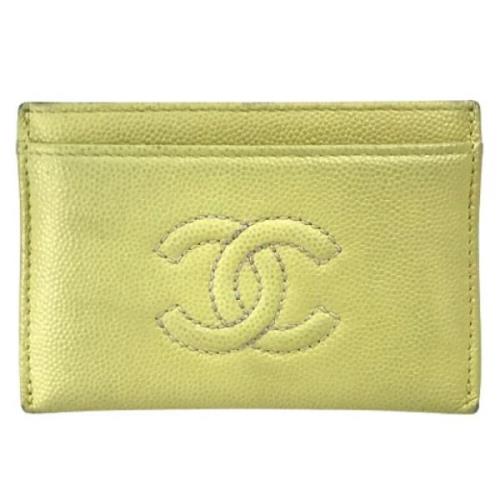 Pre-owned Leather wallets Chanel Vintage , Yellow , Dames