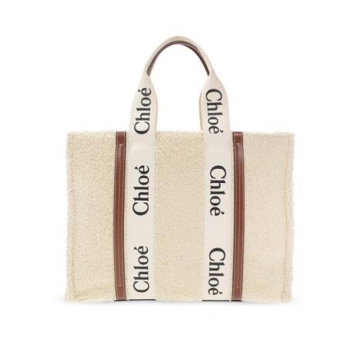 Grote houtachtige tas Chloé , Beige , Dames