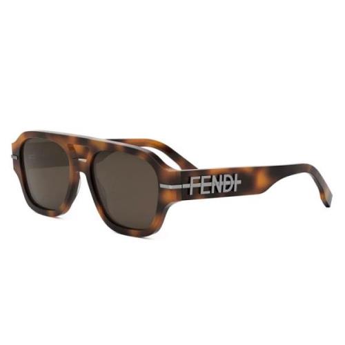 Stijlvolle zonnebril met Havana-frame Fendi , Brown , Unisex