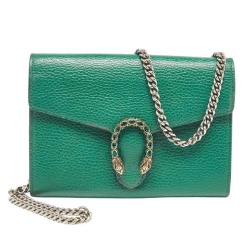 Pre-owned Leather wallets Gucci Vintage , Green , Dames