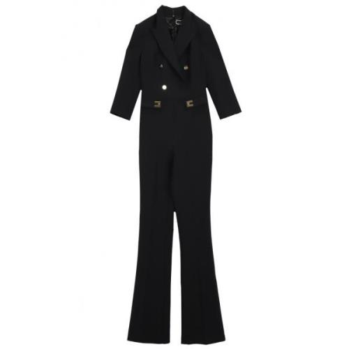 Zwarte Double-Breasted Flared Jumpsuit Elisabetta Franchi , Black , Da...