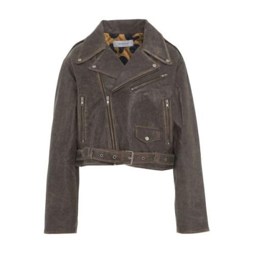 Stijlvolle Leren Bikerjas Bully , Brown , Dames