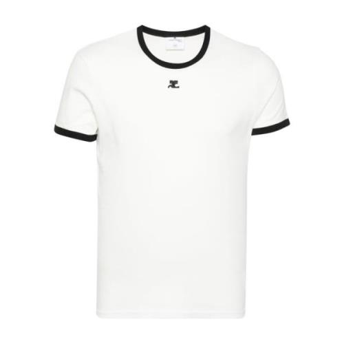 Witte Katoenen Jersey T-shirt met Logo Courrèges , White , Heren