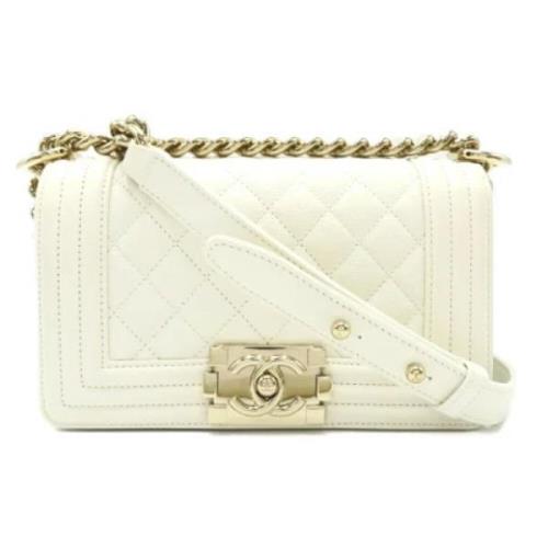 Pre-owned Leather shoulder-bags Chanel Vintage , White , Dames