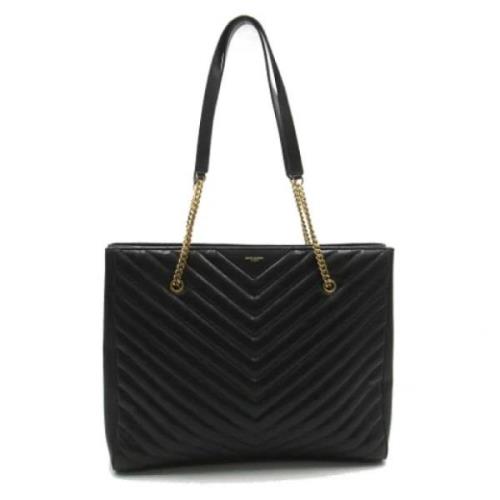 Pre-owned Leather totes Yves Saint Laurent Vintage , Black , Dames