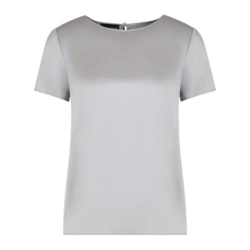 Zijden Satijnen Blouse Ronde Hals Korte Mouw Emporio Armani , Gray , D...