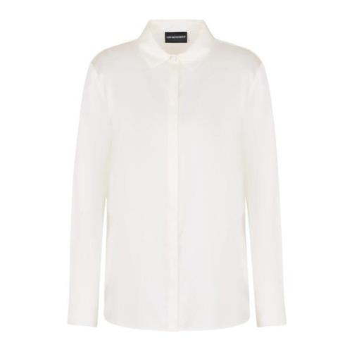 Zijden Klassieke Kraag Shirt Wit Emporio Armani , White , Dames