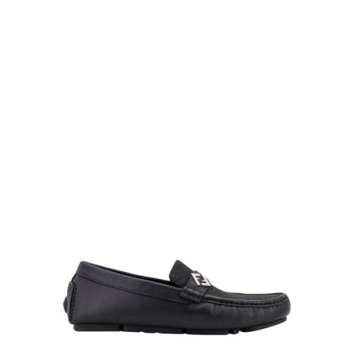 Jacquard Eclissi Leren Loafer Fendi , Black , Heren