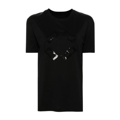 Zwarte Pailletten Detail Crew Neck Top Givenchy , Black , Dames