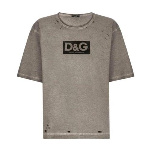 Casual Katoenen T-Shirt voor Mannen Dolce & Gabbana , Gray , Heren