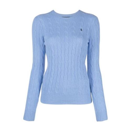 Tijdloze Ronde Hals Gebreide Trui Polo Ralph Lauren , Blue , Dames