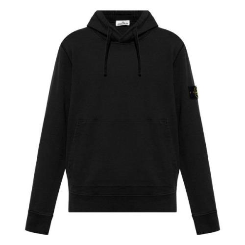 Biologisch Katoenen Hoodie Stone Island , Black , Heren