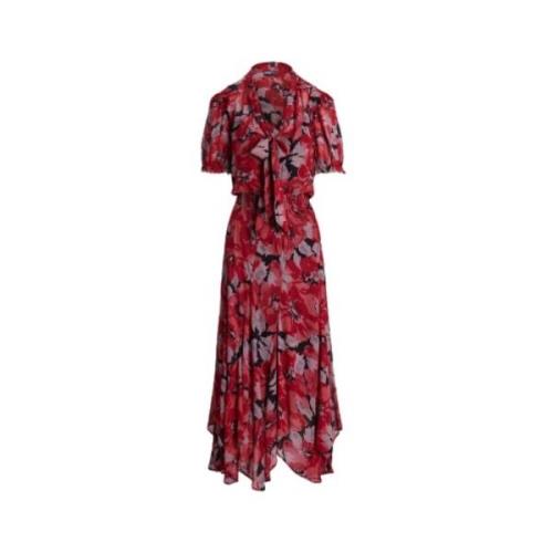 Georgette klaproos bloemen lange jurk Polo Ralph Lauren , Red , Dames