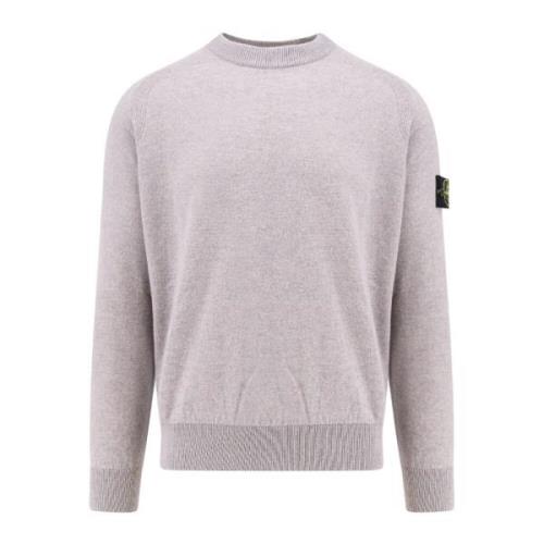 Logo Patch Virgin Wool Sweater Stone Island , Gray , Heren