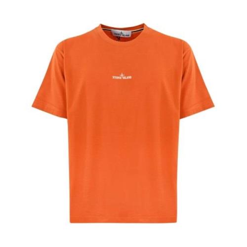 Casual Katoenen T-shirt Stone Island , Orange , Heren