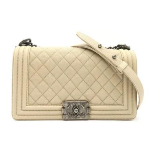 Pre-owned Leather shoulder-bags Chanel Vintage , Beige , Dames