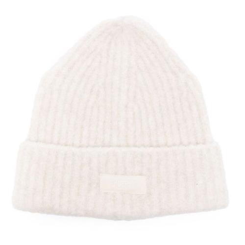 Geribbelde Beanie Hoed Ivoor Applicatie Autry , White , Heren