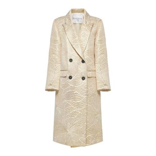 Gouden Zonsopgang Jacquard Jas Forte Forte , Beige , Dames