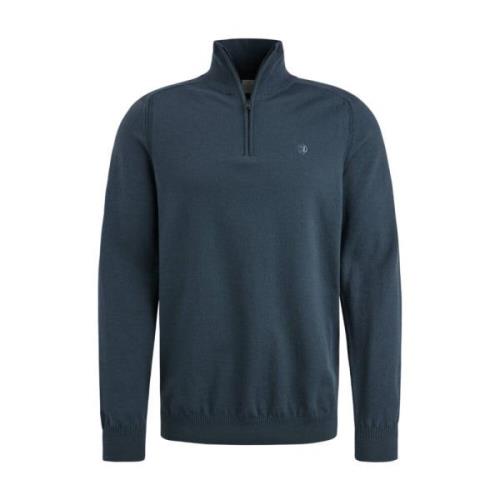 Half Zip Pullover Essentiële Katoenen Trui Cast Iron , Blue , Heren