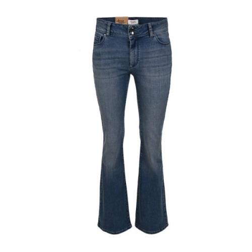 Flared Fit Jeans met Flap Zakken DNM Pure , Blue , Dames