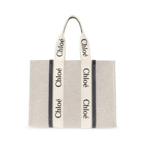 Grote Houten Tote Tas Chloé , White , Dames