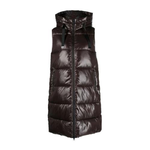 Lange Puffer Gilet Save The Duck , Brown , Dames