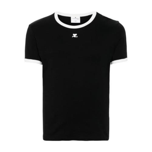 Zwart Katoenen Jersey T-shirt Courrèges , Black , Heren