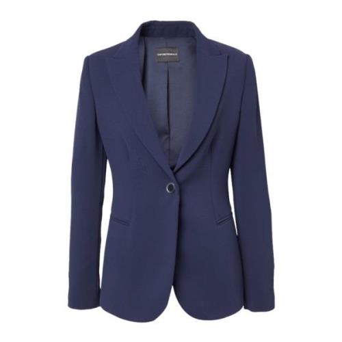 Blauwe Blazer Jas Puntige Revers Emporio Armani , Blue , Dames