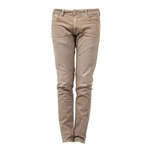 Stanley Jeans Straight Fit Gewassen Denim Pepe Jeans , Beige , Heren