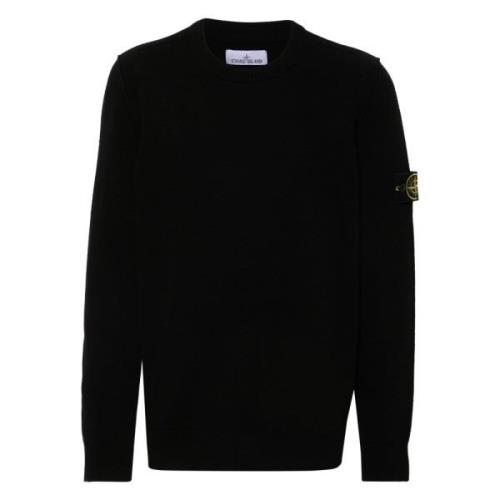 Lamswol Crew Neck Gebreide trui met Ribkraag Stone Island , Black , He...