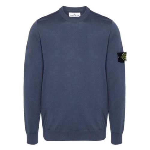 Gecertificeerde RWS Wol Crewneck Sweater Stone Island , Blue , Heren