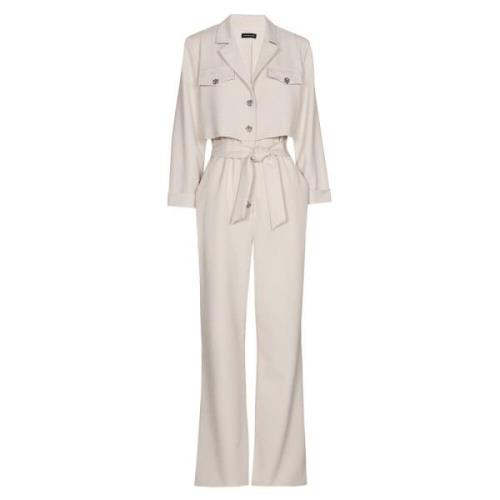 Elegante Jumpsuit met Recht Been Caroline Biss , Beige , Dames